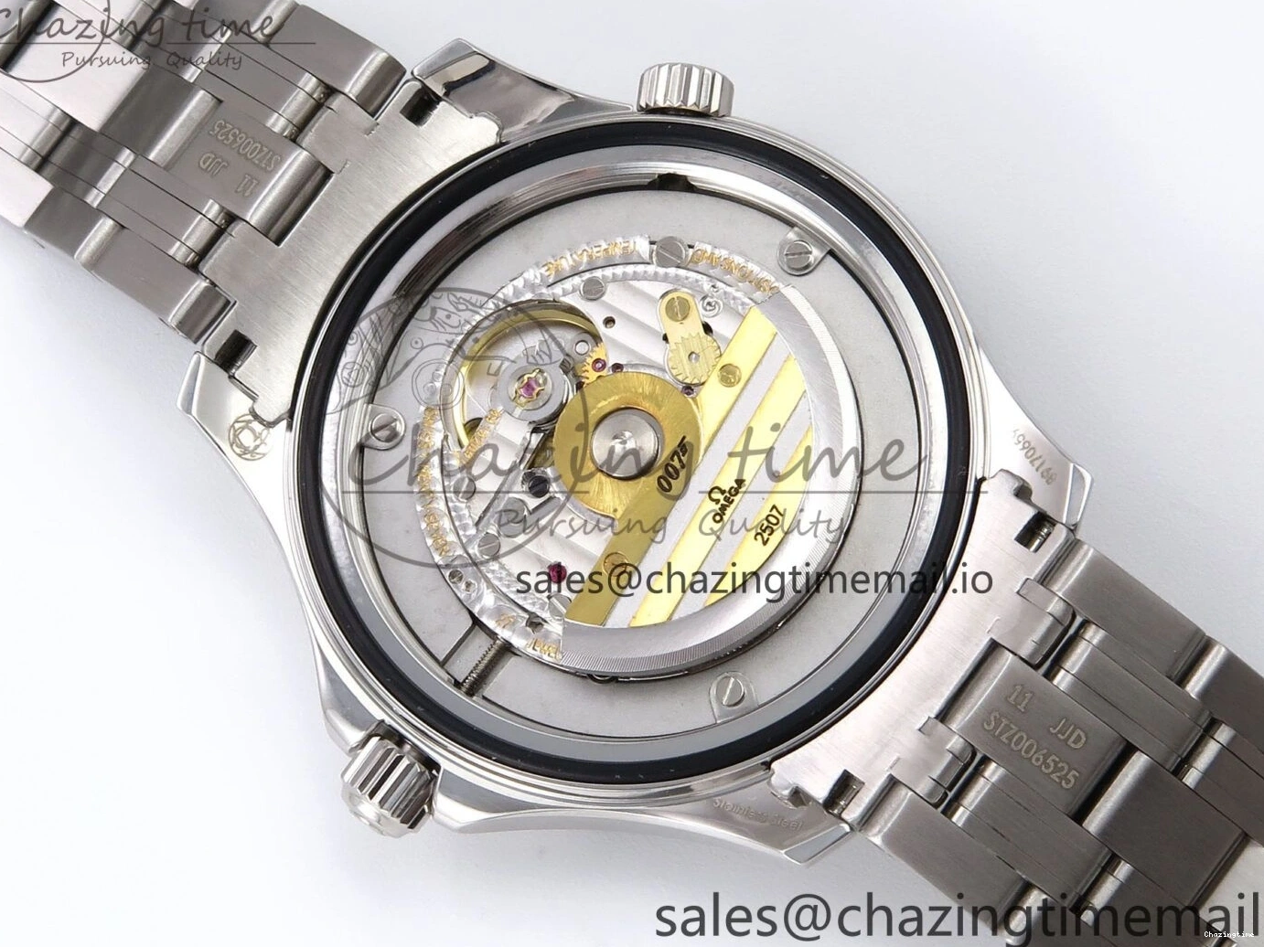 0409 HighQuality Seamaster Diver 300M OMF 1:1 Best Edition Blue Red Ceramic White Dial on SS Bracelet A 7705